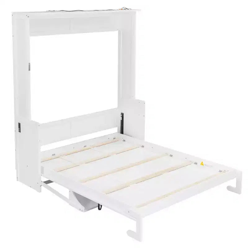 Lit escamotable Whisen Queen Murphy avec bureau, lumières LED et station de recharge USB