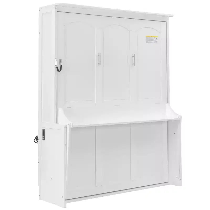 Lit escamotable Whisen Queen Murphy avec bureau, lumières LED et station de recharge USB
