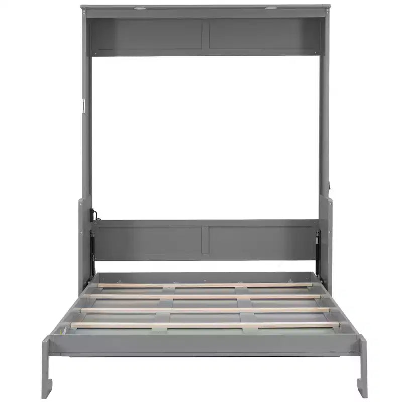 Lit escamotable Whisen Queen Murphy avec bureau, lumières LED et station de recharge USB