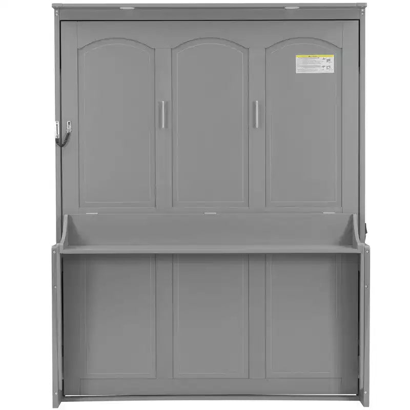 Lit escamotable Whisen Queen Murphy avec bureau, lumières LED et station de recharge USB