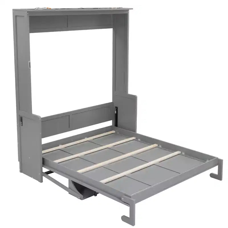 Lit escamotable Whisen Queen Murphy avec bureau, lumières LED et station de recharge USB