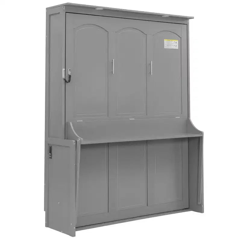 Lit escamotable Whisen Queen Murphy avec bureau, lumières LED et station de recharge USB