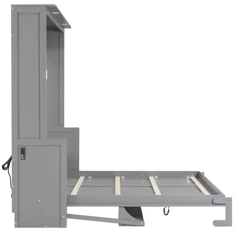 Lit escamotable Whisen Queen Murphy avec bureau, lumières LED et station de recharge USB