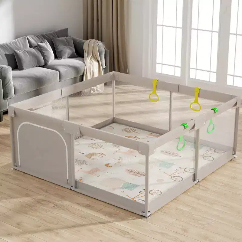 Parc pour bébé Fodoss avec tapis 150x150 cm, centre d'activités intérieur et extérieur pour bébés et tout-petits, barrière de sécurité pour bébé