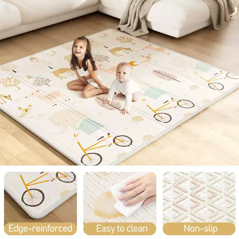 Parc pour bébé Fodoss avec tapis 150x150 cm, centre d'activités intérieur et extérieur pour bébés et tout-petits, barrière de sécurité pour bébé