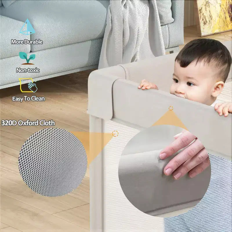 Parc pour bébé Fodoss avec tapis 150x150 cm, centre d'activités intérieur et extérieur pour bébés et tout-petits, barrière de sécurité pour bébé