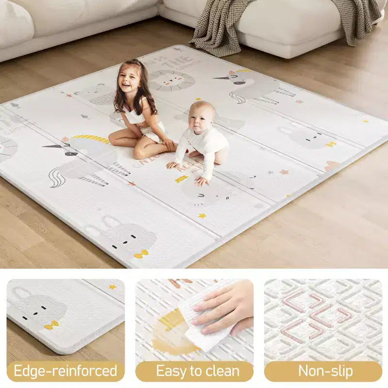 Parc pour bébé Fodoss avec tapis 150x150 cm, centre d'activités intérieur et extérieur pour bébés et tout-petits, barrière de sécurité pour bébé