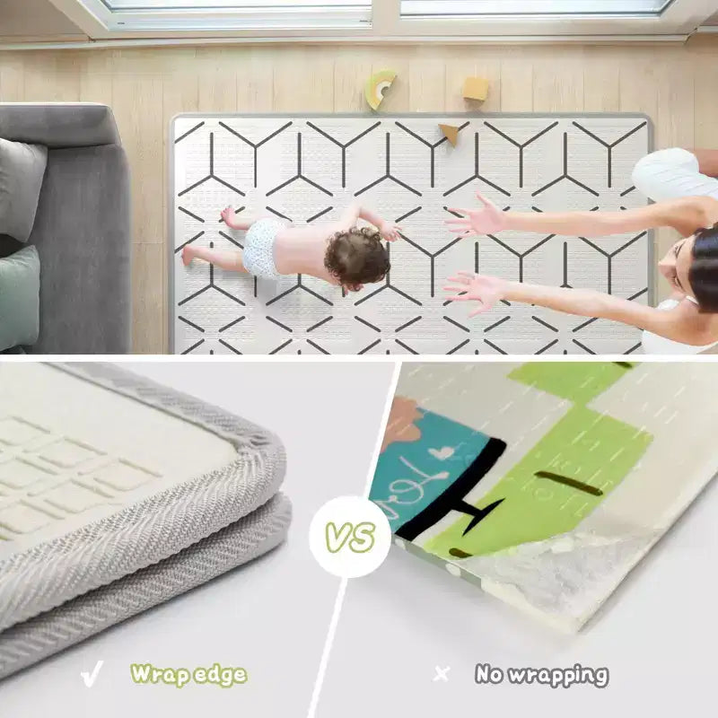 Parc pour bébé Fodoss avec tapis 150x150 cm, centre d'activités intérieur et extérieur pour bébés et tout-petits, barrière de sécurité pour bébé