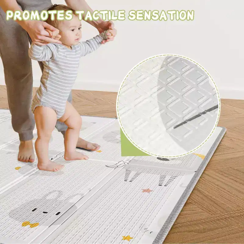 Parc pour bébé Fodoss avec tapis 150x150 cm, centre d'activités intérieur et extérieur pour bébés et tout-petits, barrière de sécurité pour bébé