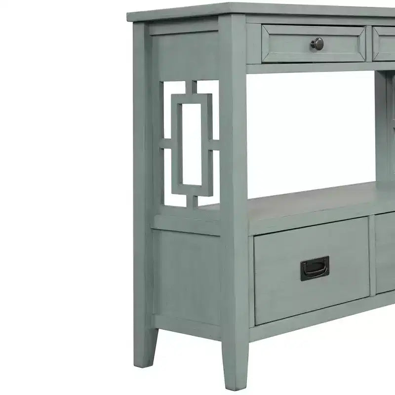Console de rangement vintage Overton en bois massif avec 4 tiroirs et étagère ouverte GDFStudio