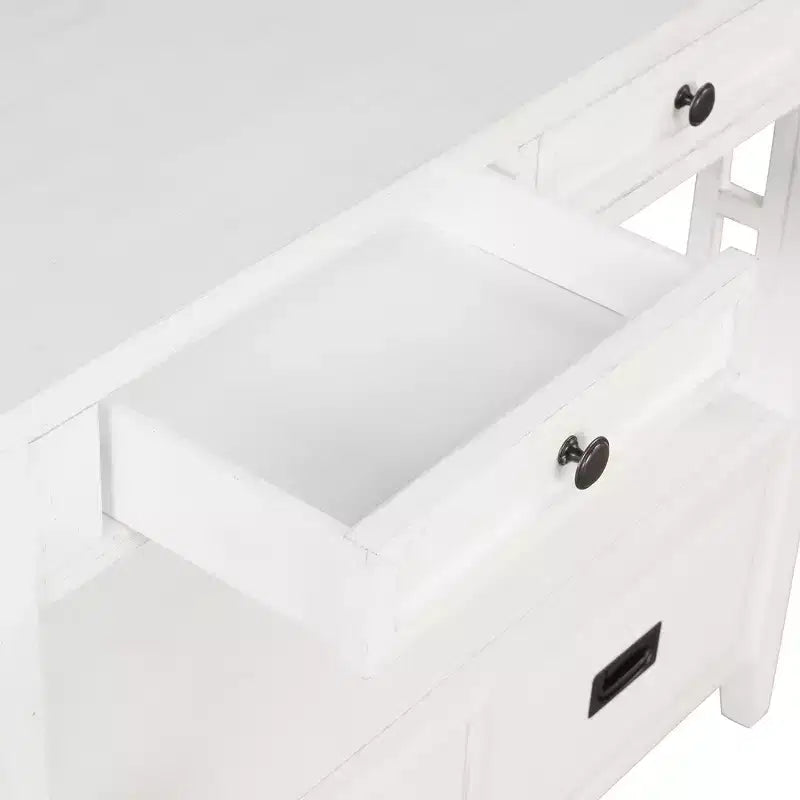 Console de rangement vintage Overton en bois massif avec 4 tiroirs et étagère ouverte GDFStudio