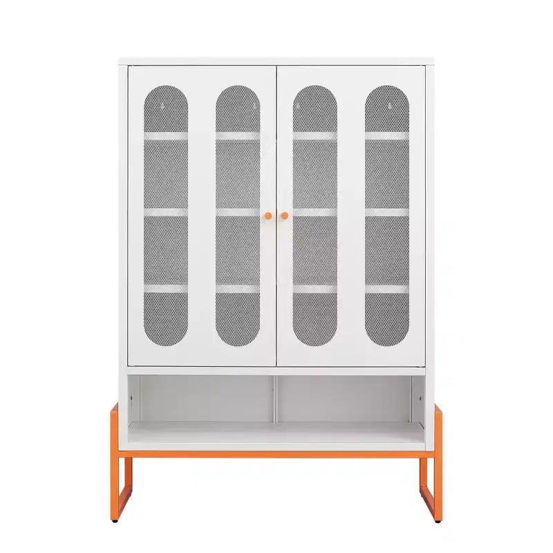 Okak Meuble à chaussures, Armoire à chaussures avec 2 portes grillagées double face et cloisons mobiles à double couche, Meuble pour salon, couloir