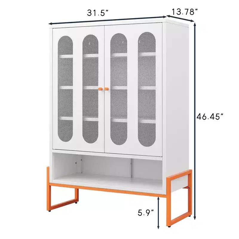 Okak Meuble à chaussures, Armoire à chaussures avec 2 portes grillagées double face et cloisons mobiles à double couche, Meuble pour salon, couloir
