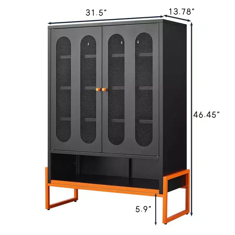 Okak Meuble à chaussures, Armoire à chaussures avec 2 portes grillagées double face et cloisons mobiles à double couche, Meuble pour salon, couloir