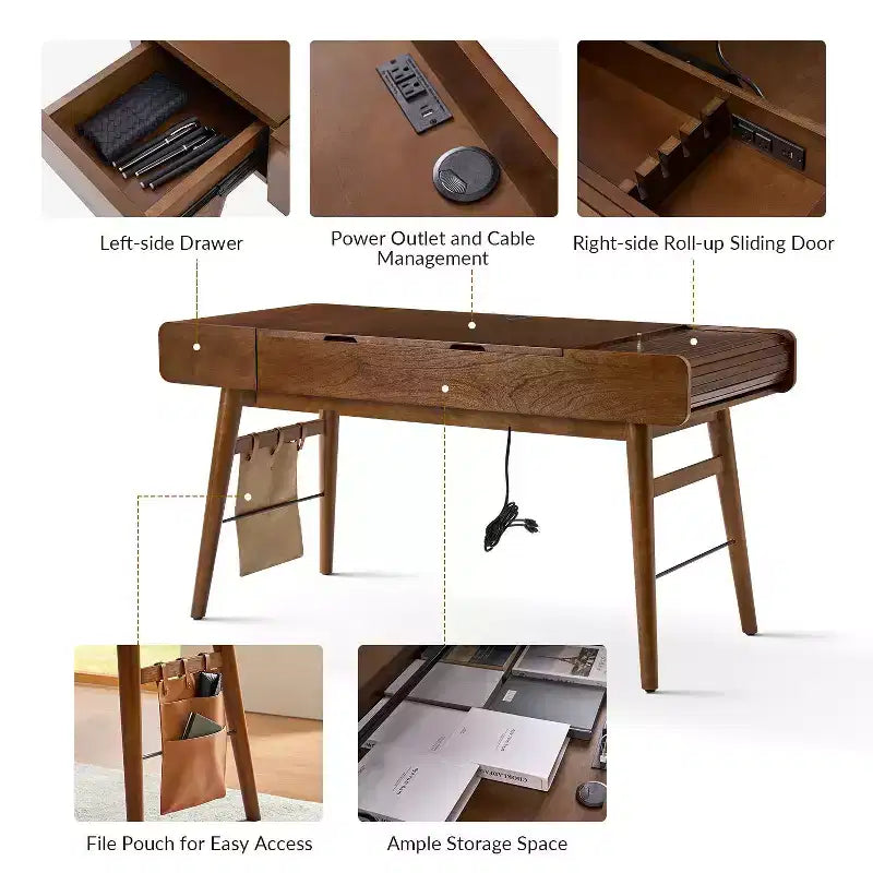 Vince Bureau Moderne du Milieu du Siècle 60 avec Plateau Réglable en Hauteur|HULALA HOME-ACORN