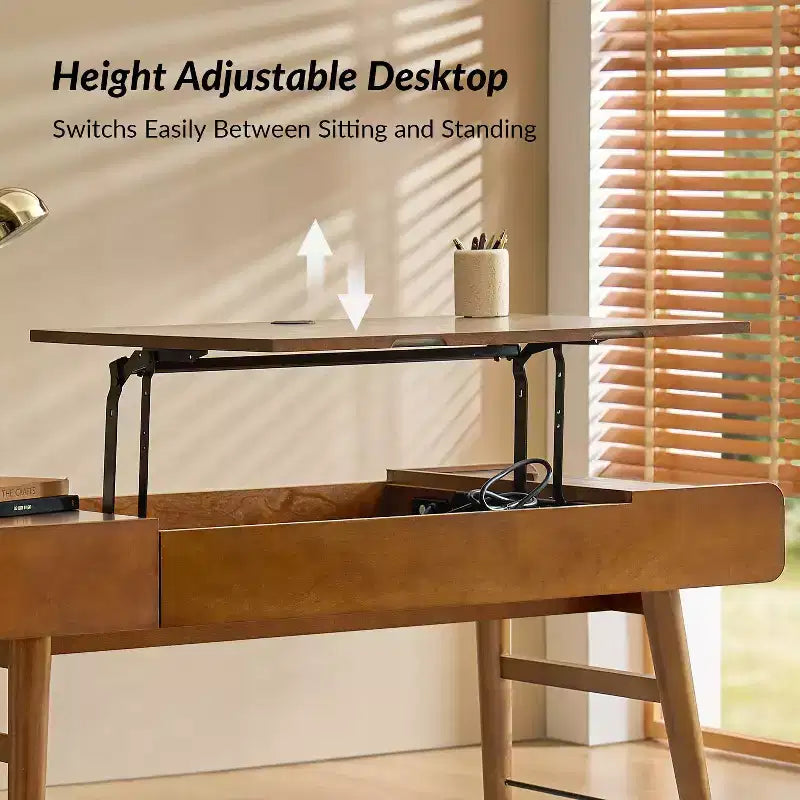 Vince Bureau Moderne du Milieu du Siècle 60 avec Plateau Réglable en Hauteur|HULALA HOME-ACORN