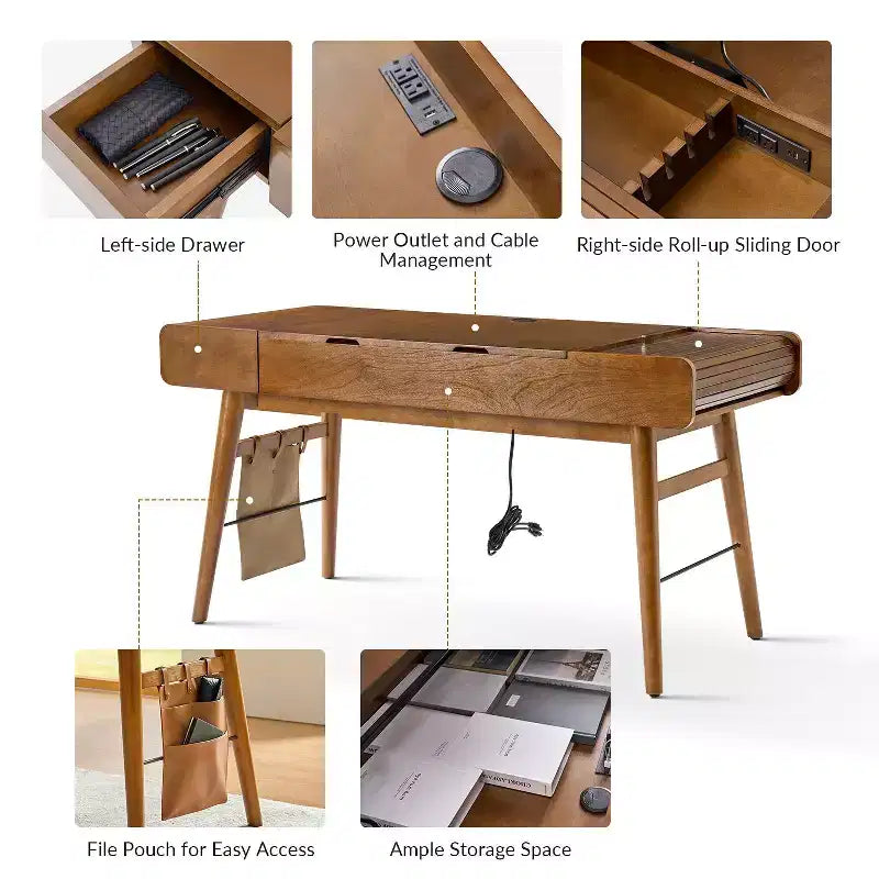 Vince Bureau Moderne du Milieu du Siècle 60 avec Plateau Réglable en Hauteur|HULALA HOME-ACORN
