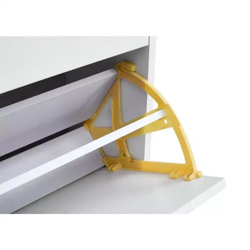 Meuble à chaussures Okak, meuble de rangement avec 3 tiroirs à poignée métallique et 1 étagère ouverte, meuble pour entrée