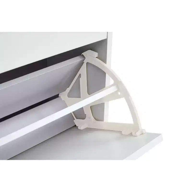 Meuble à chaussures Okak, meuble de rangement avec 3 tiroirs à poignée métallique et 1 étagère ouverte, meuble pour entrée