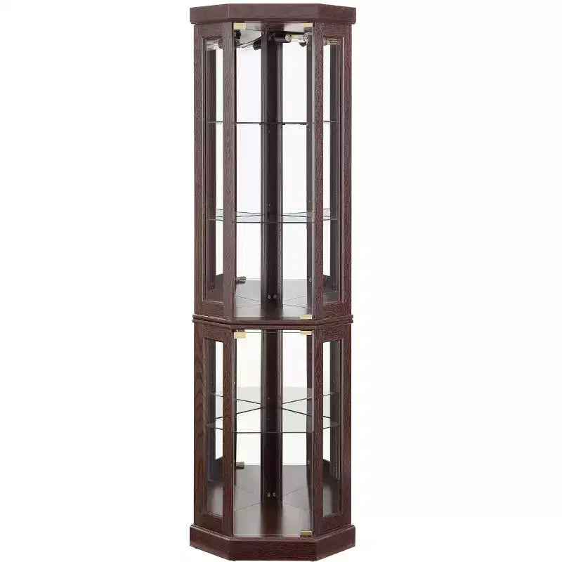 Meuble d'angle Okak avec 2 portes vitrées et étagères réglables en verre trempé, meuble d'angle pour salon, cuisine
