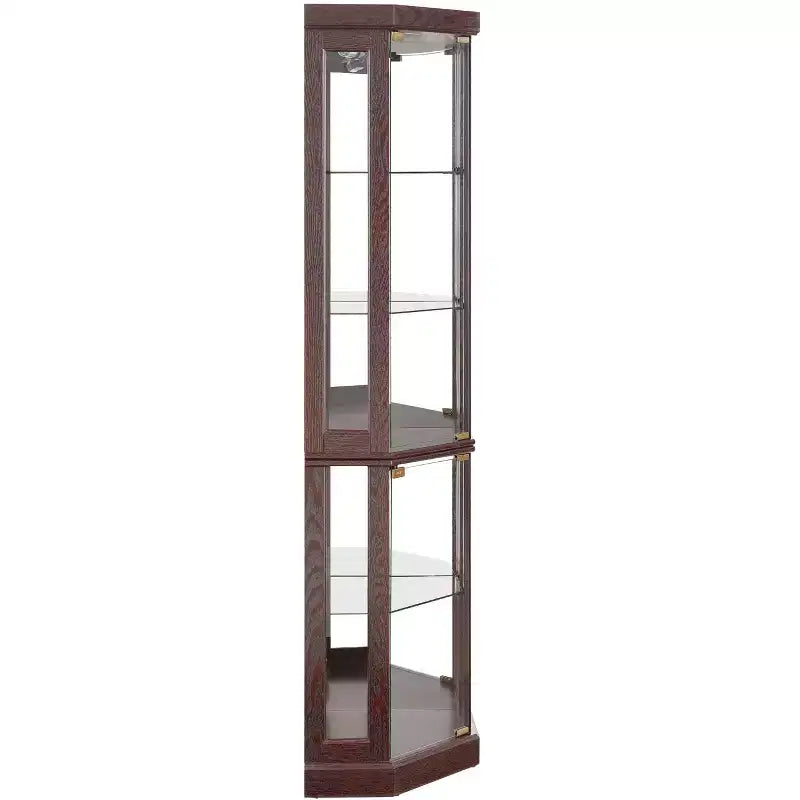 Meuble d'angle Okak avec 2 portes vitrées et étagères réglables en verre trempé, meuble d'angle pour salon, cuisine