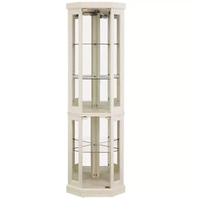 Meuble d'angle Okak avec 2 portes vitrées et étagères réglables en verre trempé, meuble d'angle pour salon, cuisine