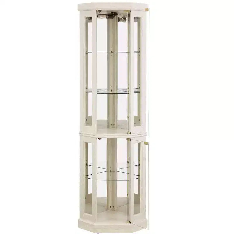 Meuble d'angle Okak avec 2 portes vitrées et étagères réglables en verre trempé, meuble d'angle pour salon, cuisine