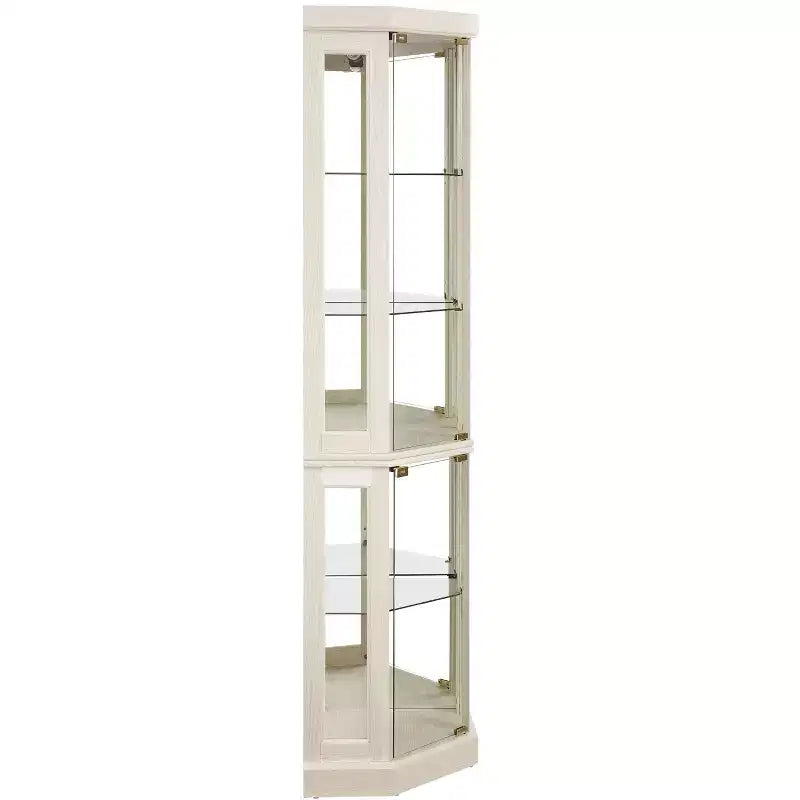 Meuble d'angle Okak avec 2 portes vitrées et étagères réglables en verre trempé, meuble d'angle pour salon, cuisine
