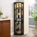 Meuble d'angle Okak avec 2 portes vitrées et étagères réglables en verre trempé, meuble d'angle pour salon, cuisine