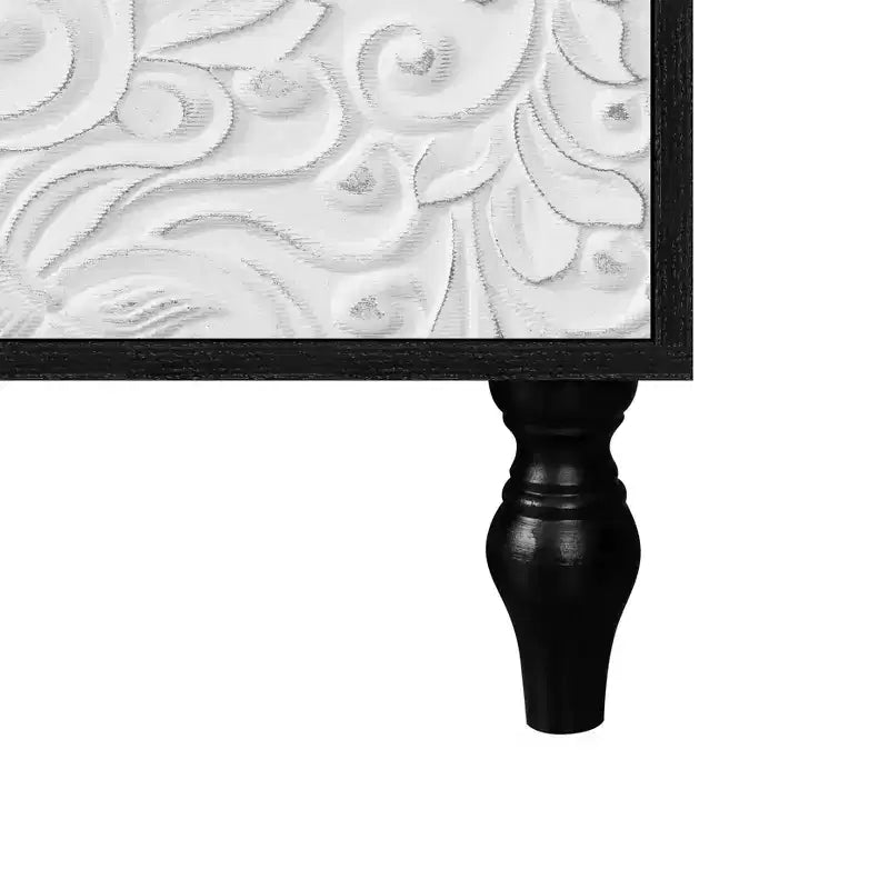 Meuble de rangement Okak avec porte sculptée de fleurs, meuble d'entrée avec poignée métallique, buffet pour salon