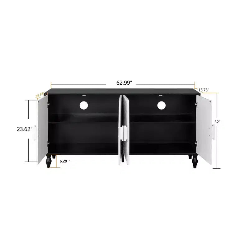 Meuble de rangement Okak avec porte sculptée de fleurs, meuble d'entrée avec poignée métallique, buffet pour salon