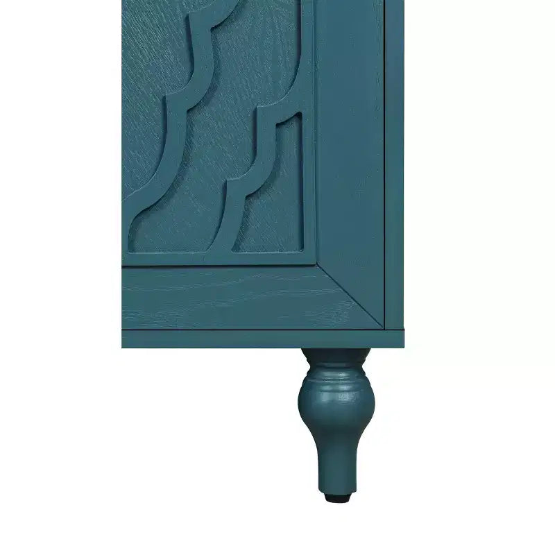 Meuble de rangement Okak avec porte sculptée de fleurs, meuble d'entrée avec poignée métallique, buffet pour salon