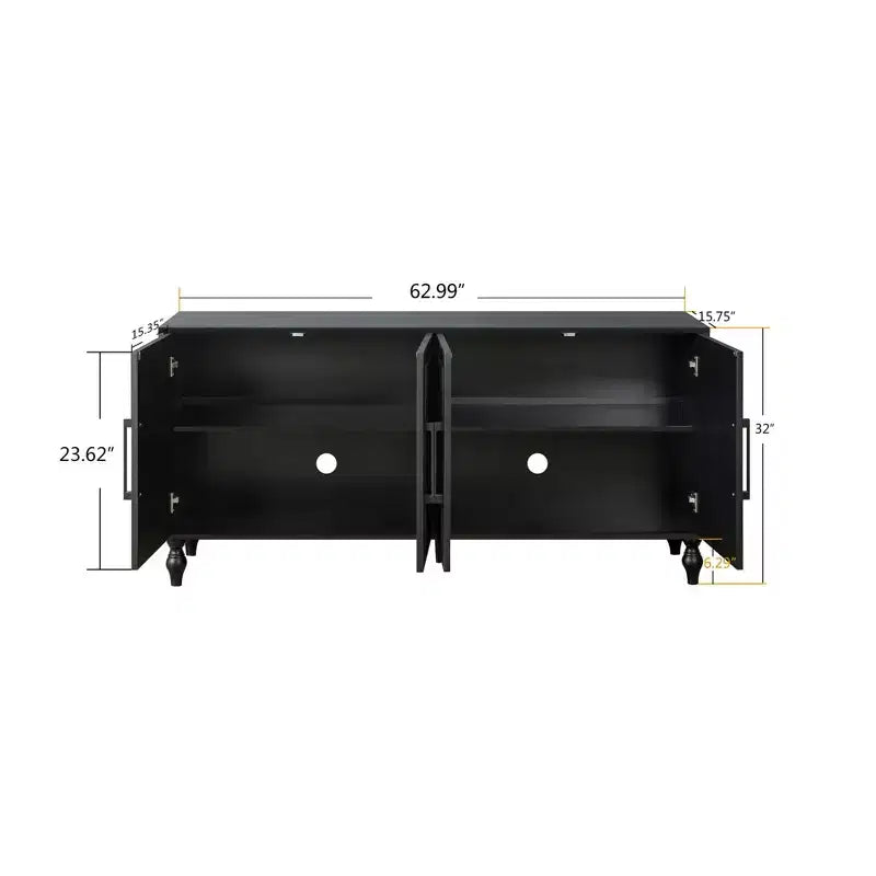 Meuble de rangement Okak avec porte sculptée de fleurs, meuble d'entrée avec poignée métallique, buffet pour salon