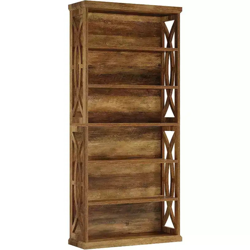 Lantine Étagère à Livres 6 Niveaux en Bois, Bibliothèque Autoportante de 180 cm de Haut, Étagères de Rangement Industrielles pour Bureau à Domicile, Salon, Marron