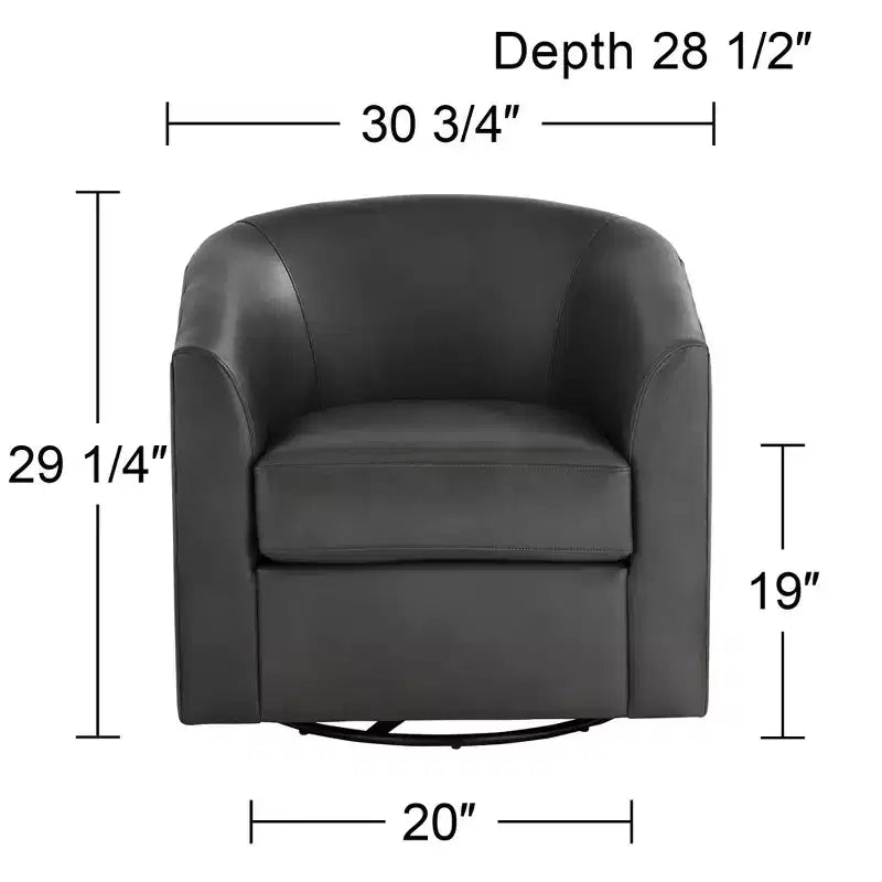 Fauteuil pivotant Studio 55D Barrel 30 3/4" de large en similicuir gris foncé