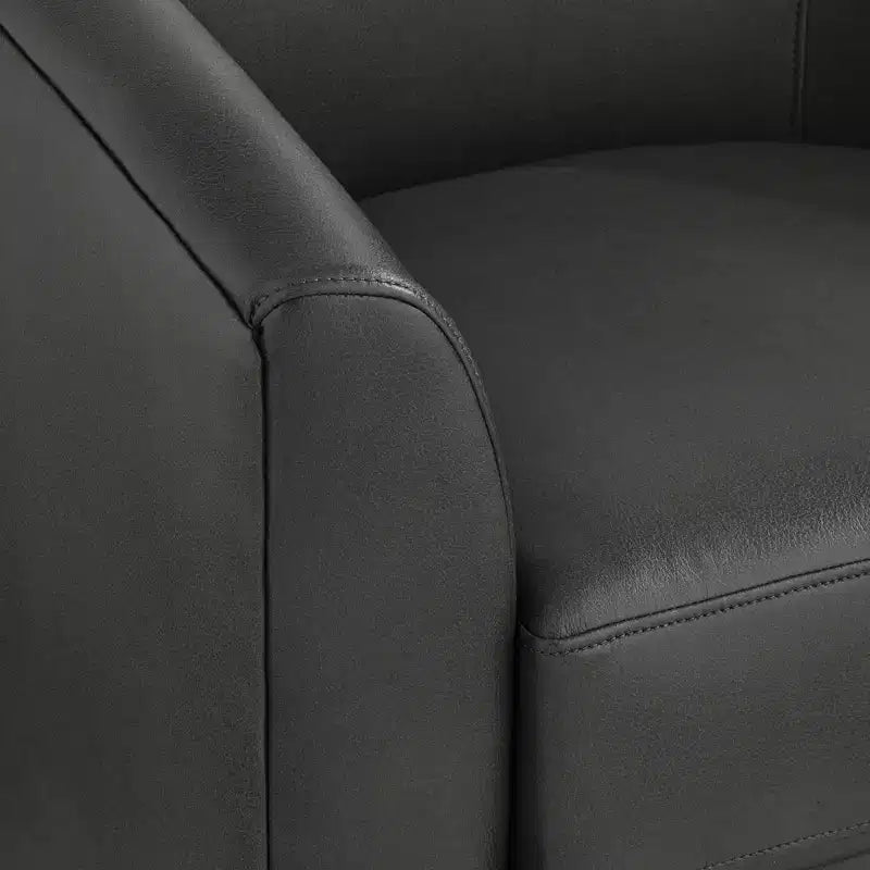 Fauteuil pivotant Studio 55D Barrel 30 3/4" de large en similicuir gris foncé