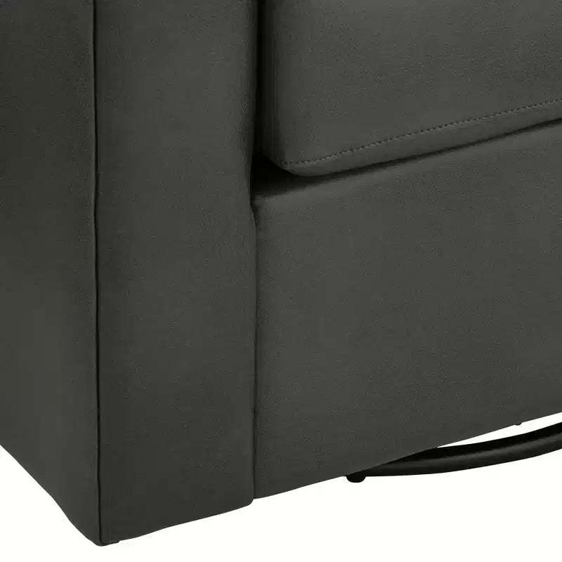 Fauteuil pivotant Studio 55D Barrel 30 3/4" de large en similicuir gris foncé