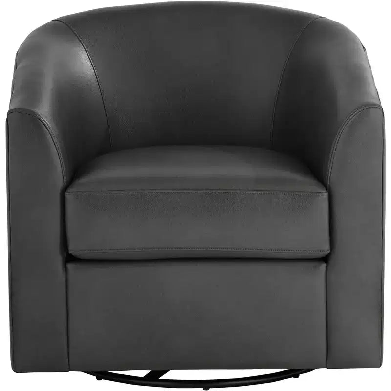 Fauteuil pivotant Studio 55D Barrel 30 3/4" de large en similicuir gris foncé