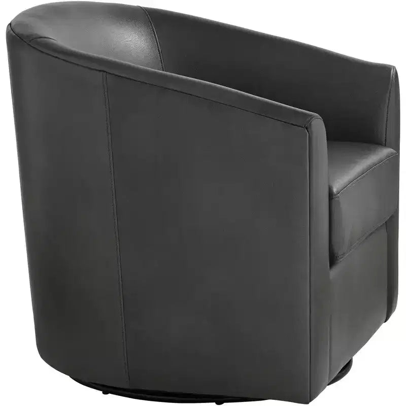 Fauteuil pivotant Studio 55D Barrel 30 3/4" de large en similicuir gris foncé