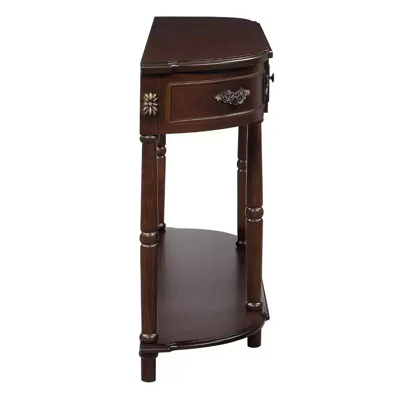 Hostack Table console rétro en bois courbé de 52 pouces avec étagère ouverte et 2 tiroirs pour salon et couloir, Espresso