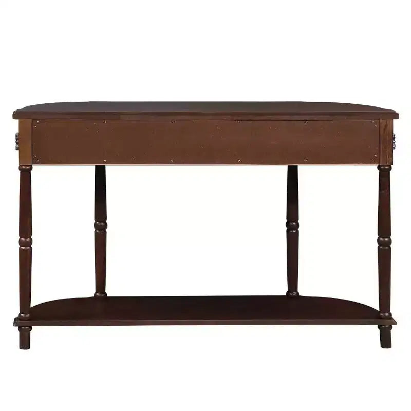 Hostack Table console rétro en bois courbé de 52 pouces avec étagère ouverte et 2 tiroirs pour salon et couloir, Espresso