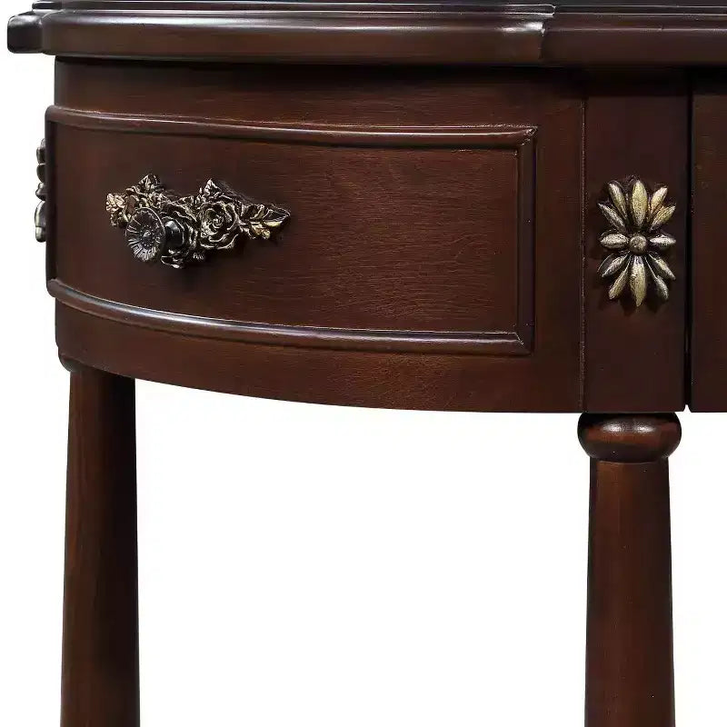 Hostack Table console rétro en bois courbé de 52 pouces avec étagère ouverte et 2 tiroirs pour salon et couloir, Espresso