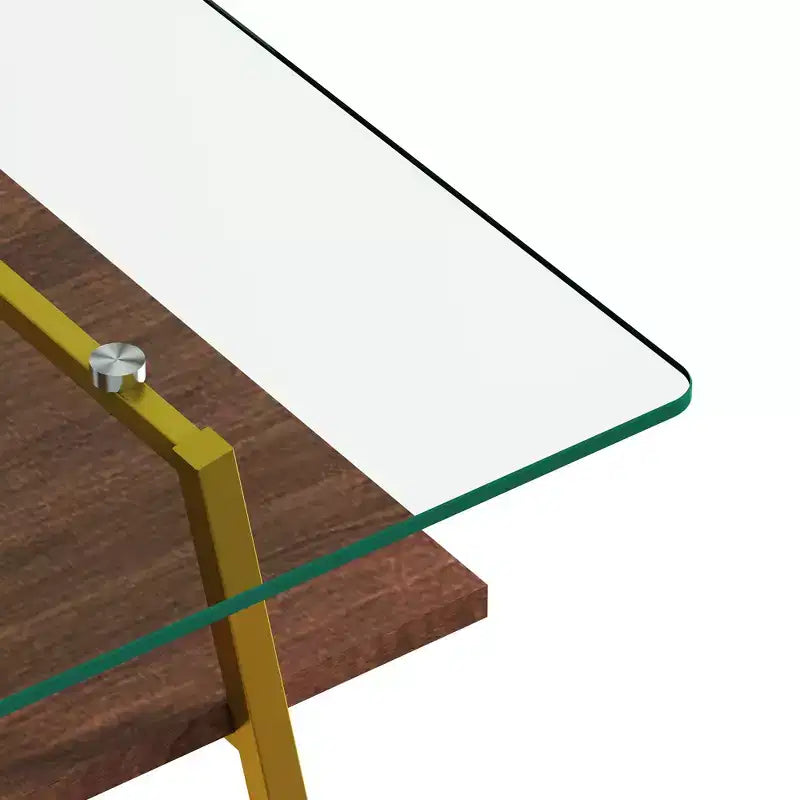 Table basse rectangulaire avec plateau en verre trempé et pieds en métal, table de salon moderne