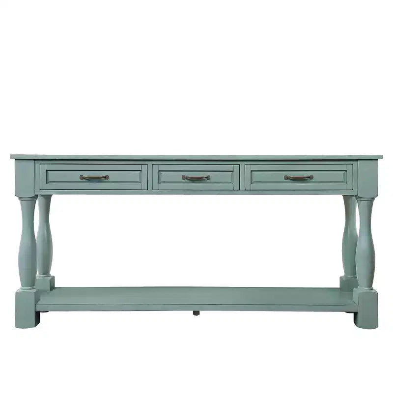 Hostack 63'' (160 cm) Table console longue avec 3 tiroirs et 1 étagère inférieure pour entrée et couloir, bleu rétro