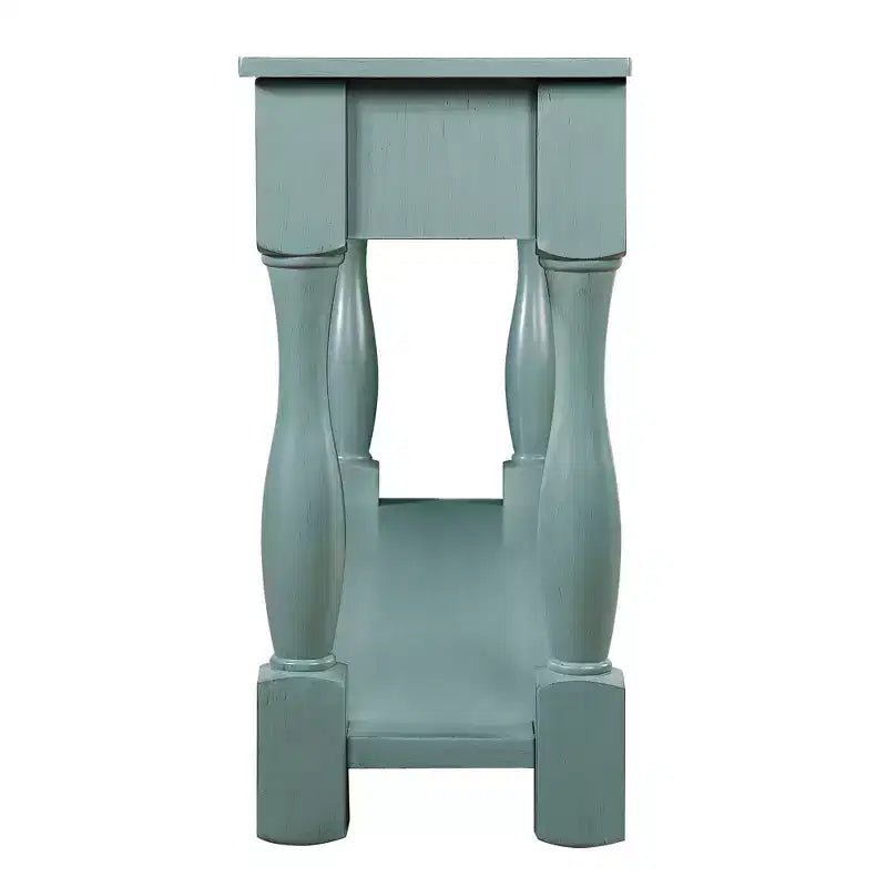 Hostack 63'' (160 cm) Table console longue avec 3 tiroirs et 1 étagère inférieure pour entrée et couloir, bleu rétro