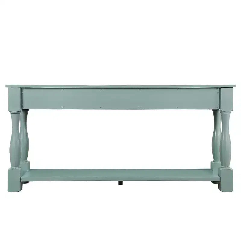 Hostack 63'' (160 cm) Table console longue avec 3 tiroirs et 1 étagère inférieure pour entrée et couloir, bleu rétro
