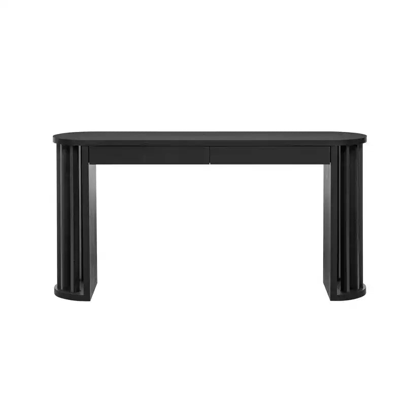 Console longue Luxystar 59 avec design à lignes courbes et droites pour entrée et salon, noire