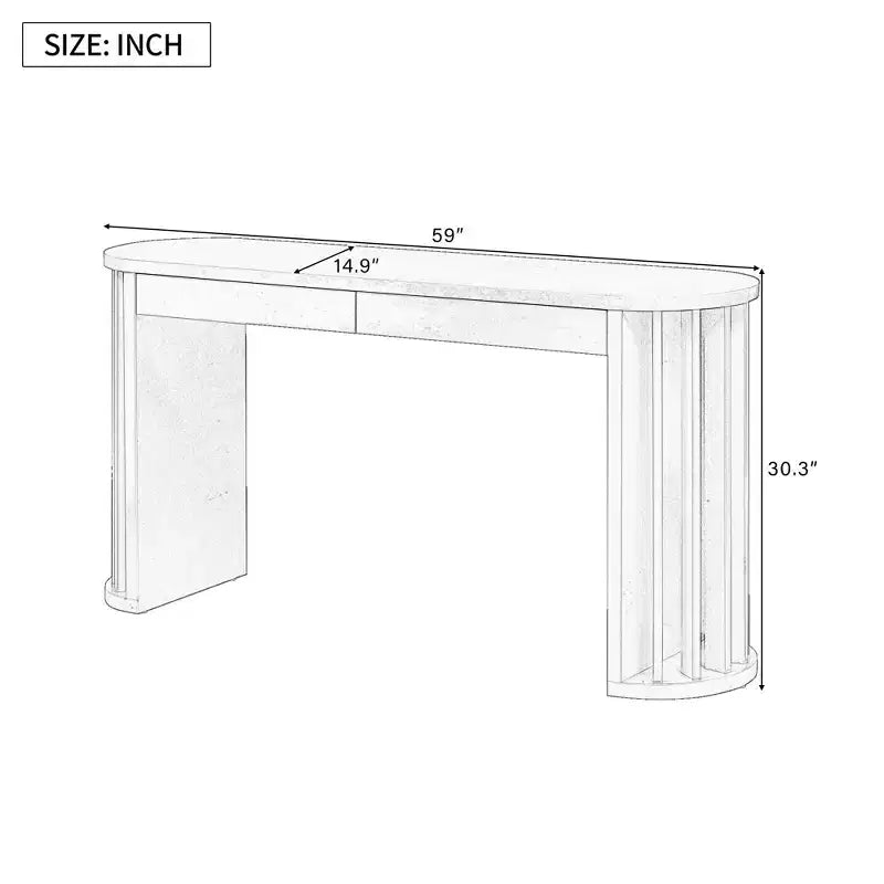 Console longue Luxystar 59 avec design à lignes courbes et droites pour entrée et salon, noire