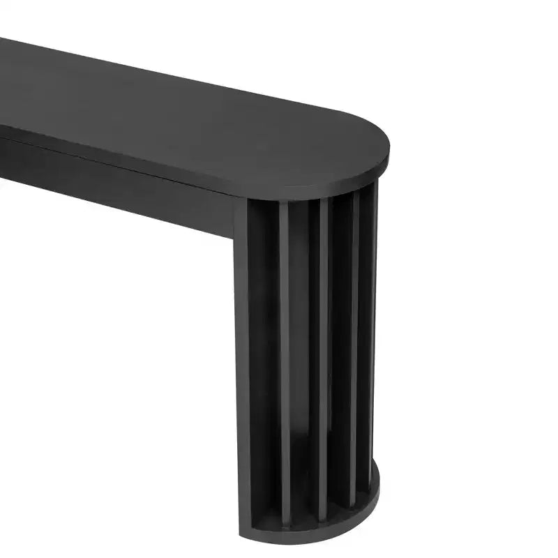 Console longue Luxystar 59 avec design à lignes courbes et droites pour entrée et salon, noire