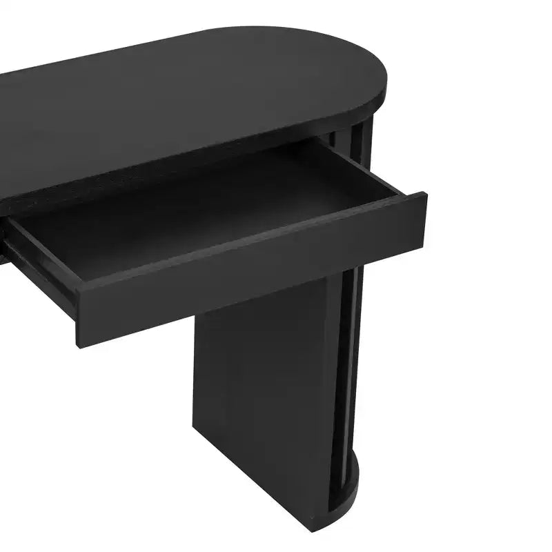 Console longue Luxystar 59 avec design à lignes courbes et droites pour entrée et salon, noire